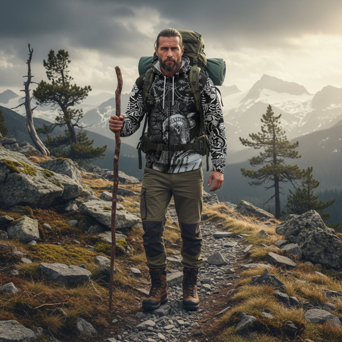 Viking Style Zip Hoodie - Floki A39 VKNGB