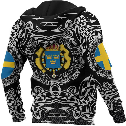 Viking Style Zip Hoodie - Sweden Viking Pattern A39 VKNGB
