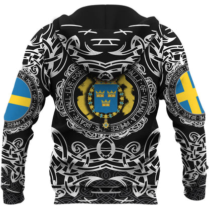 Viking Style Zip Hoodie - Sweden Viking Pattern A39 VKNGB