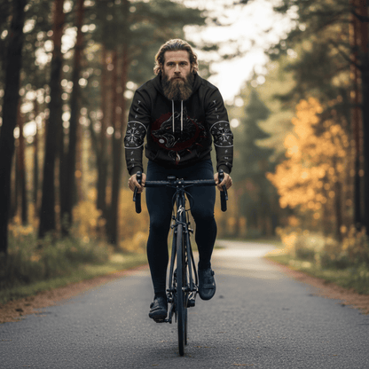 Viking Style Pullover Hoodie - Skoll and Hati With Vegvisir A39 VKNGB
