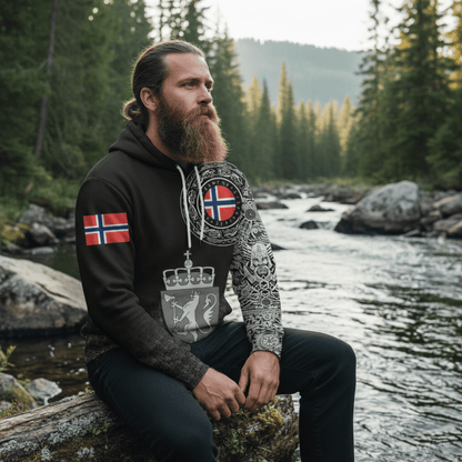 Viking Style Hoodie - Norway Coat Of Arms A39 VKNGB
