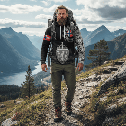 Viking Style Hoodie - Norway Coat Of Arms A39 VKNGB