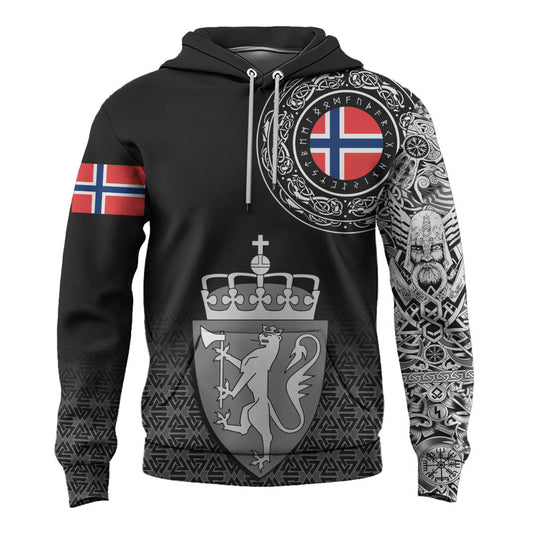 Viking Style Hoodie - Norway Coat Of Arms A39 VKNGB