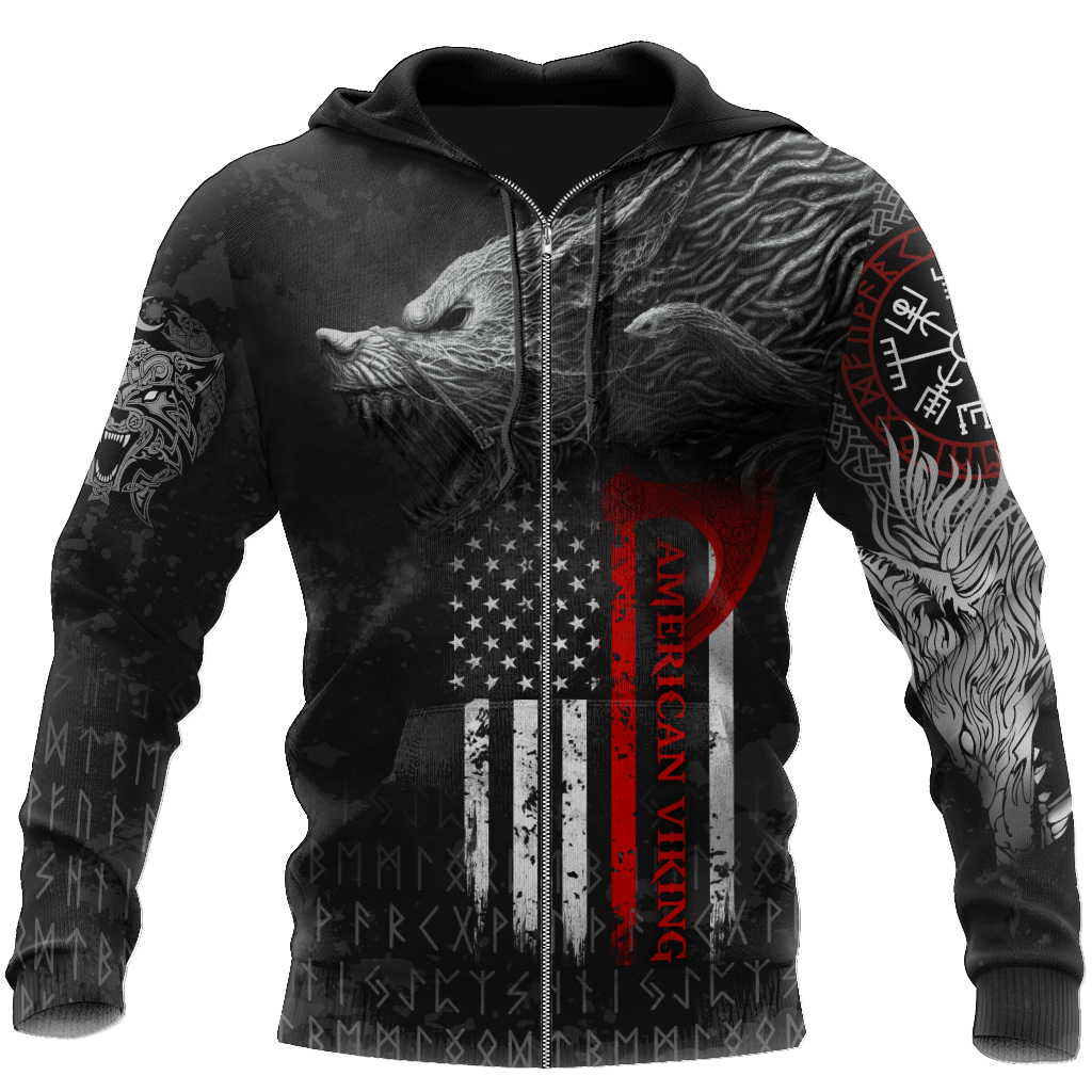 Viking Style Pullover Hoodie - American Viking Fenrir A39 VKNGB