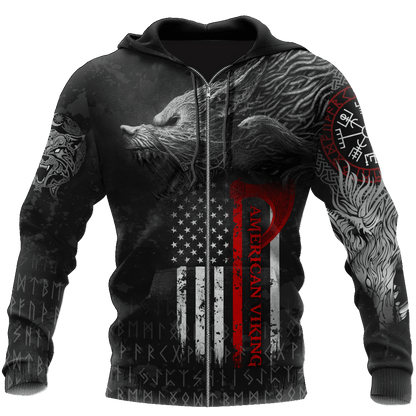 Viking Style Pullover Hoodie - American Viking Fenrir A39 VKNGB