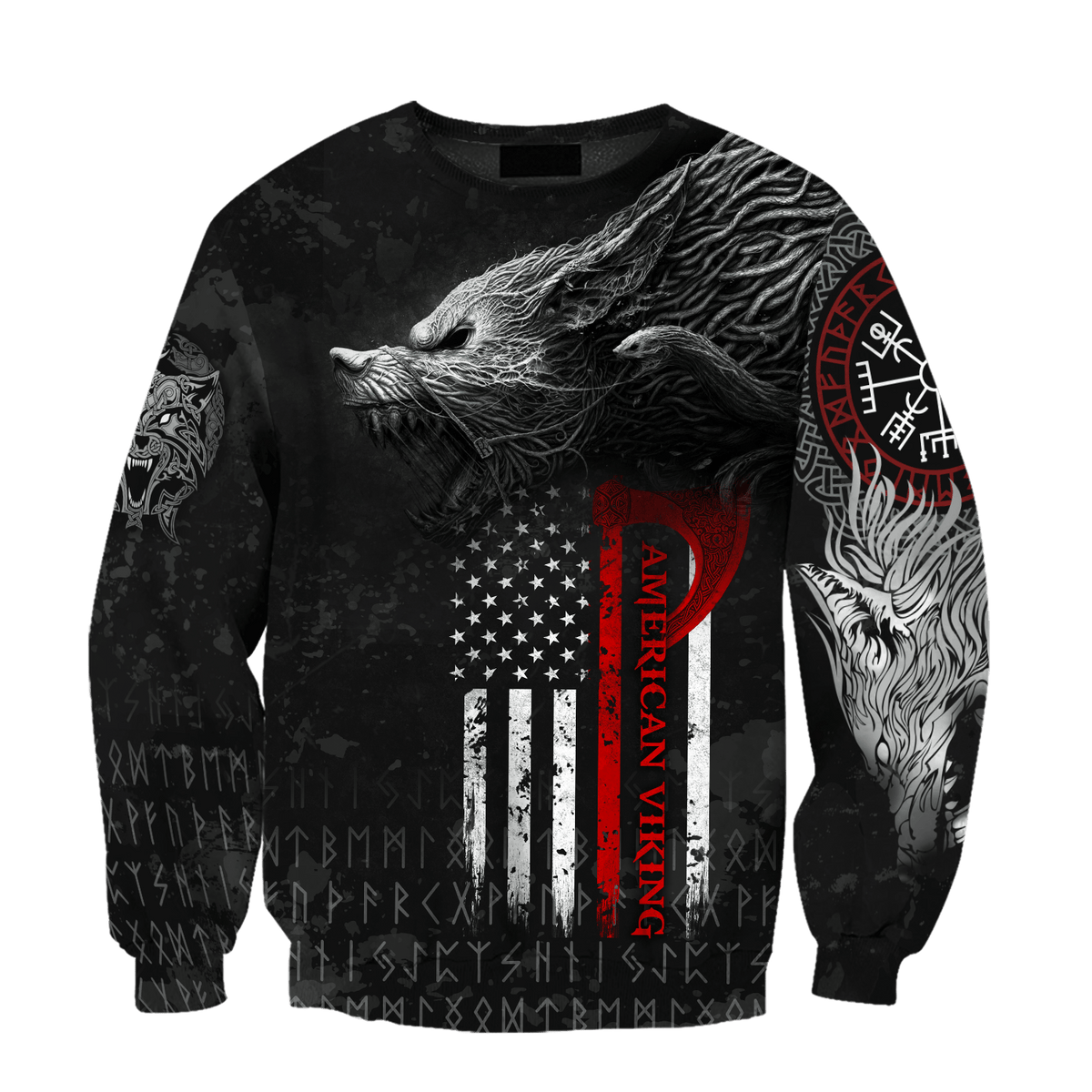 Viking Style Pullover Hoodie - American Viking Fenrir A39 VKNGB