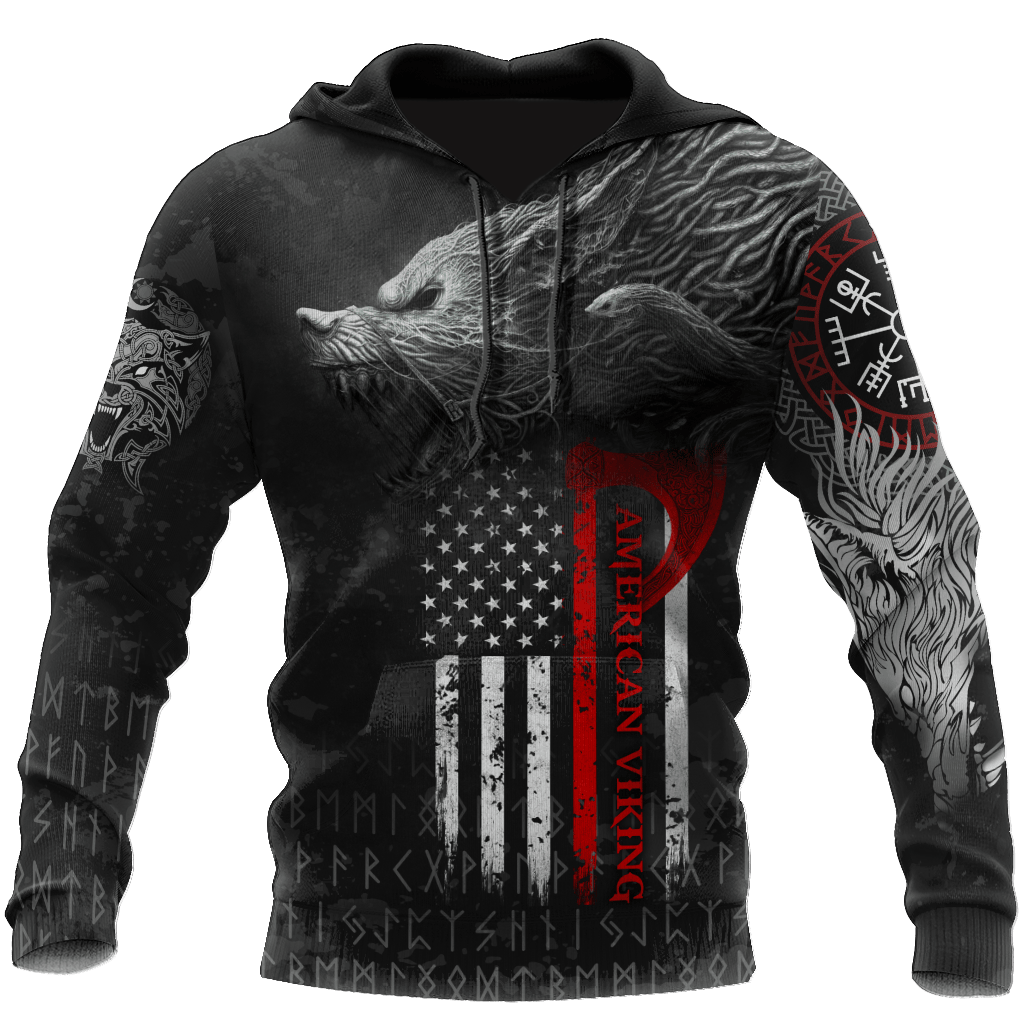 Viking Style Pullover Hoodie - American Viking Fenrir A39 VKNGB