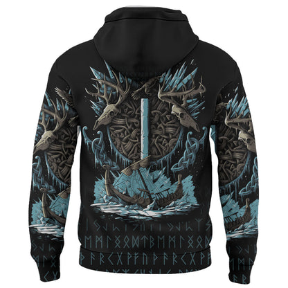 Viking Style Zip Hoodie - Isaz Rune A39 VKNGB