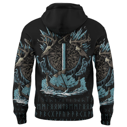 Viking Style Zip Hoodie - Isaz Rune A39 VKNGB