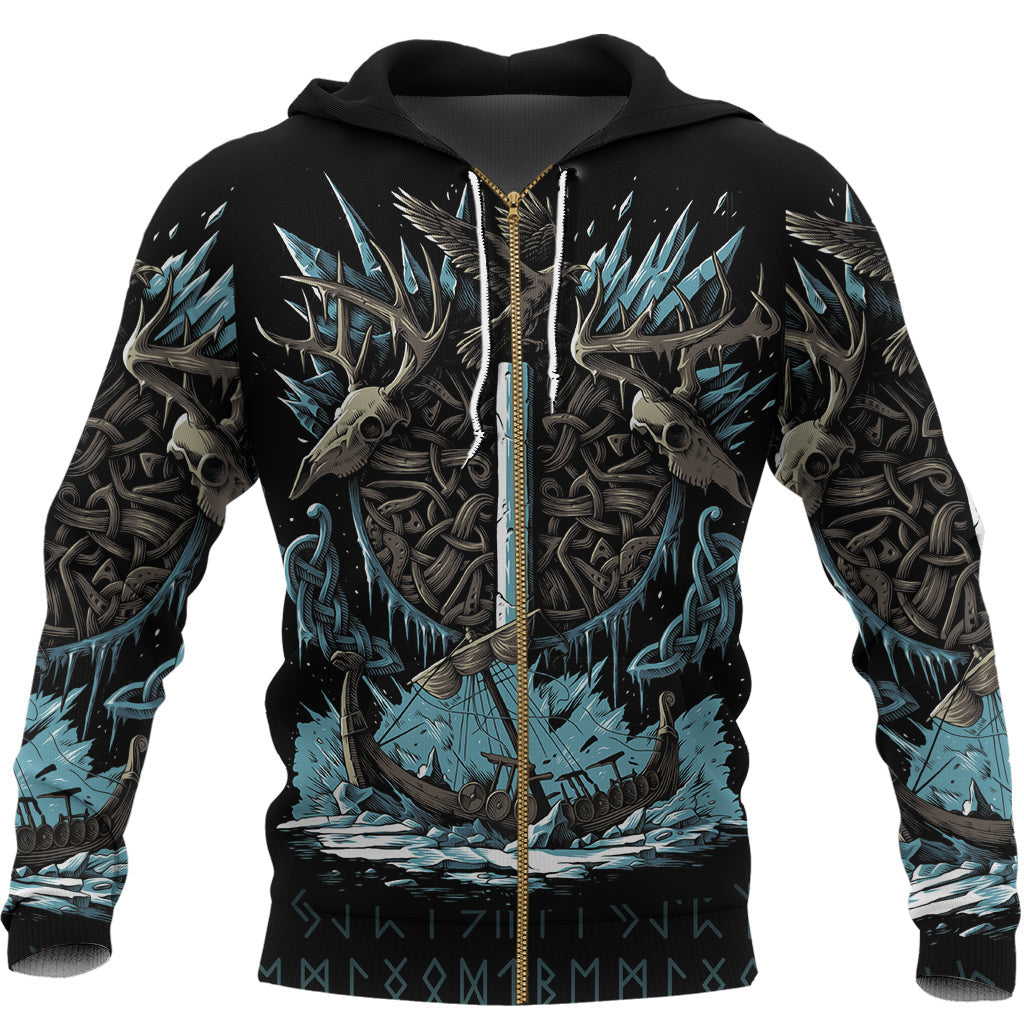 Viking Style Zip Hoodie - Isaz Rune A31 VKNGB
