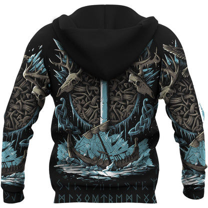 Viking Style Zip Hoodie - Isaz Rune A31 VKNGB