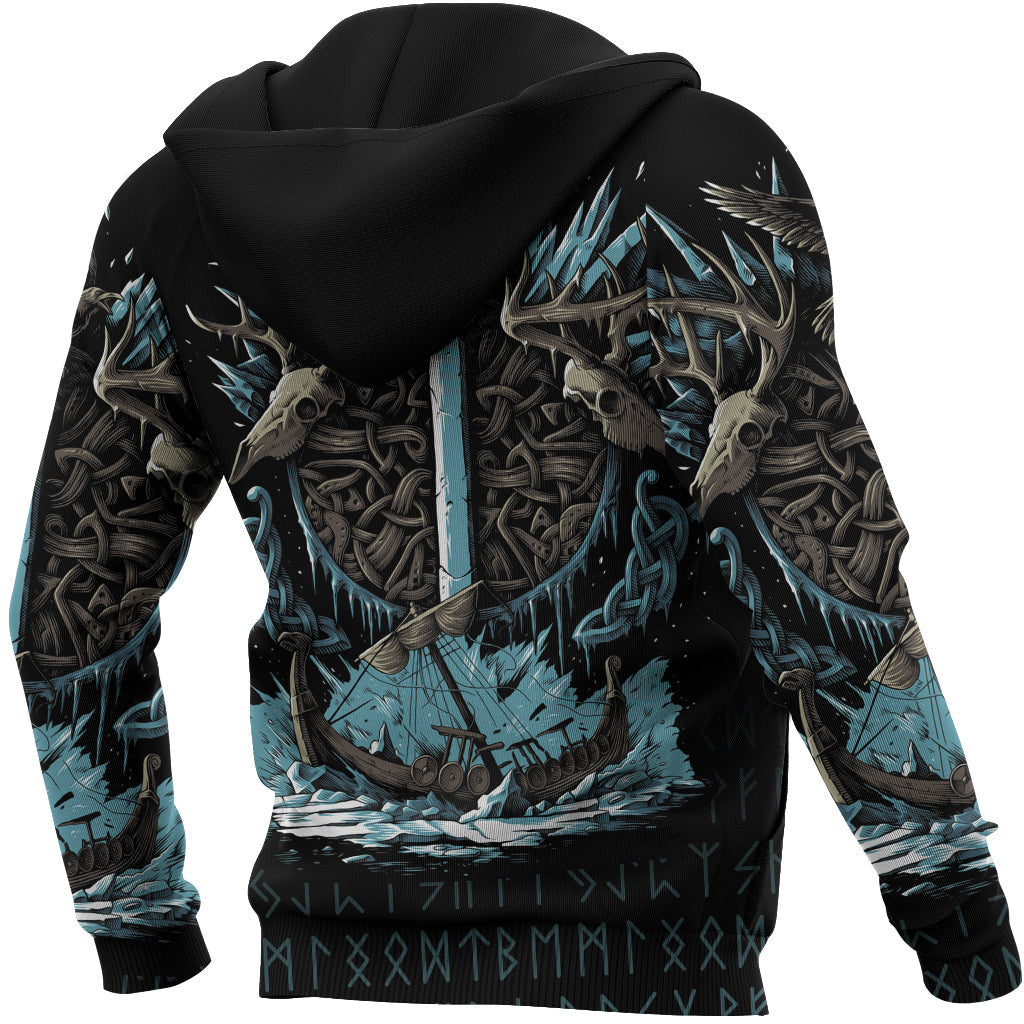 Viking Style Zip Hoodie - Isaz Rune A31 VKNGB
