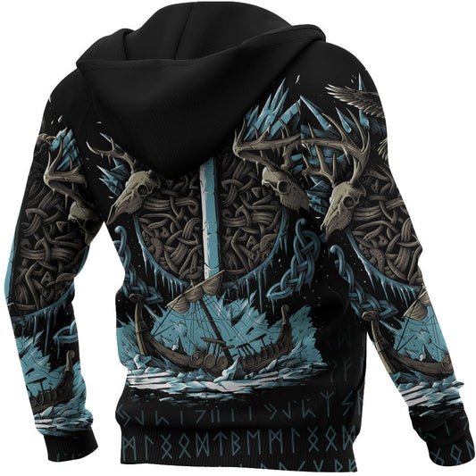 Viking Style Zip Hoodie - Isaz Rune A31 VKNGB