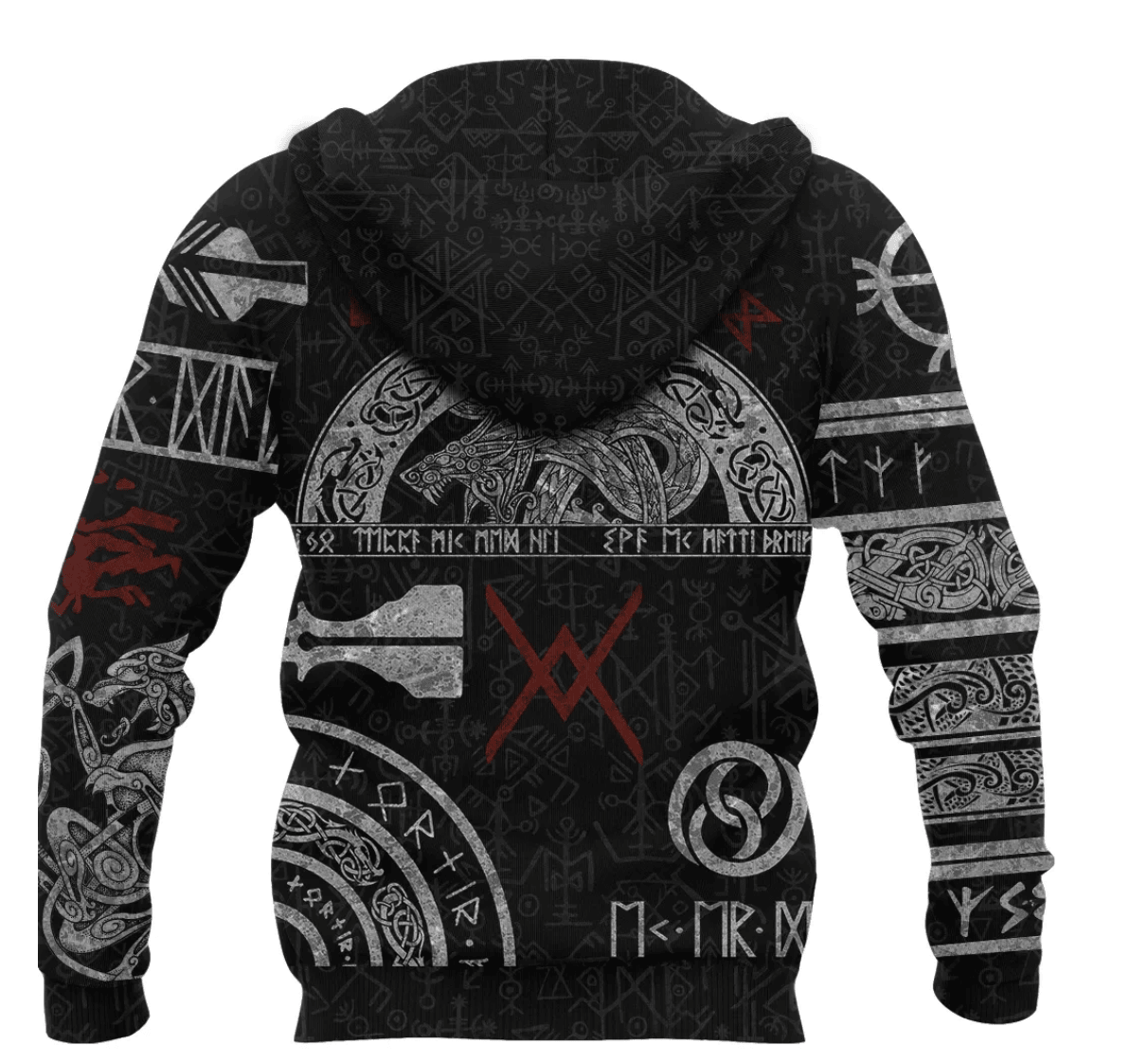 Viking Style Zip Hoodie - BALDUR NORSE MYTHOLOGY TATTOO A39 VKNGB