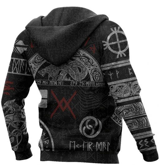 Viking Style Zip Hoodie - BALDUR NORSE MYTHOLOGY TATTOO A39 VKNGB