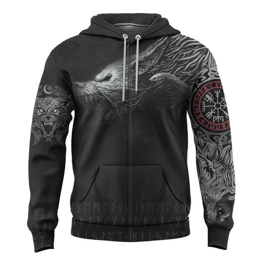 Viking Style Zip Hoodie Fenrir A39 VKNGB