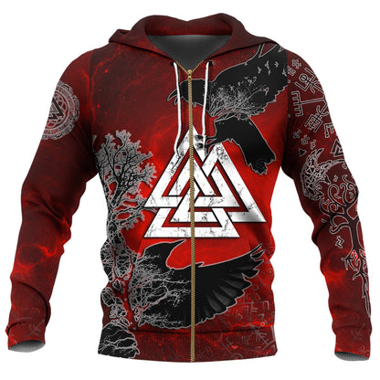 VikingStyle Clothing - Hugin and Munin Valknut Helm Of Awe Rune A39 VKNGB