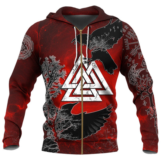 VikingStyle Clothing - Hugin and Munin Valknut Helm Of Awe Rune A39 VKNGB