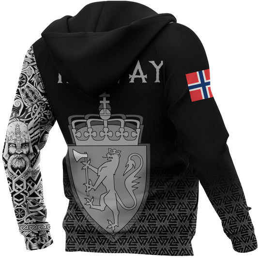 Viking Style Zip Hoodie - Norway Coat Of Arms A31 VKNGB
