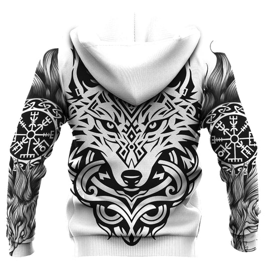 Viking Style Hoodie - Odin Vegvisir Tattoo Black Hoodie A39 VKNGB