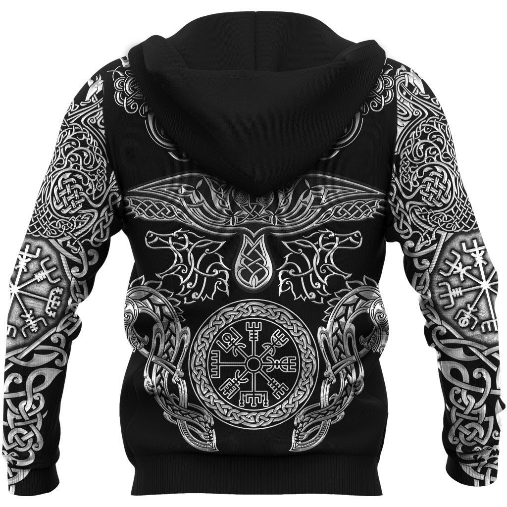 Viking Style Hoodie Raven And Wolf A39 VKNGB
