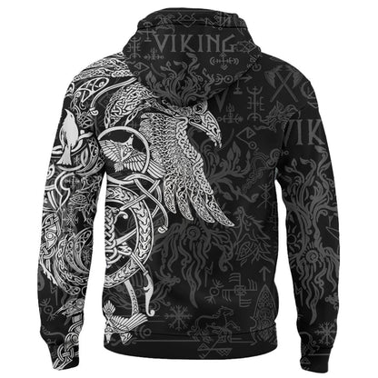 Viking Style Zip Hoodie - Special Raven Tattoo A39 VKNGB