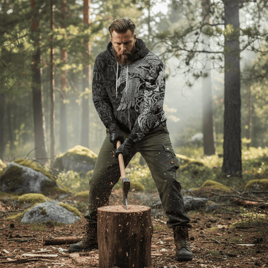 Viking Style Zip Hoodie - Special Raven Tattoo A39 VKNGB