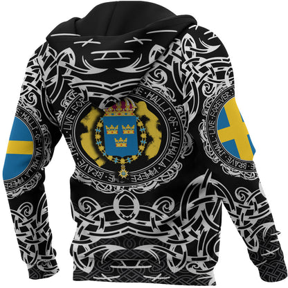 Viking Style Hoodie - Sweden Viking Pattern A39 VKNGB