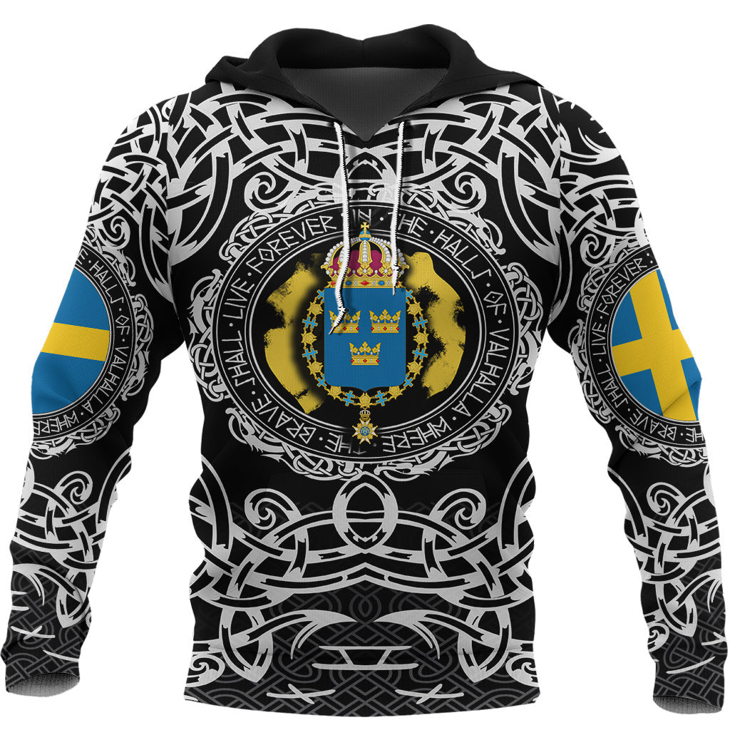 Viking Style Hoodie - Sweden Viking Pattern A39 VKNGB