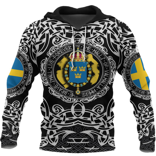 Viking Style Hoodie - Sweden Viking Pattern A39 VKNGB