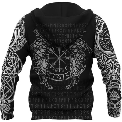 Viking Style Hoodie - Viking Compass Vegvisir Tattoo Hoodie A39 VKNGB