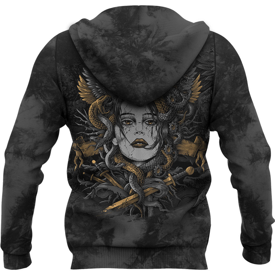 Viking Style Hoodie - Head Of Medusa Hoodie A39 VKNGB