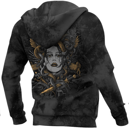 Viking Style Hoodie - Head Of Medusa Hoodie A39 VKNGB