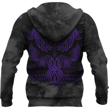 Viking Style Hoodie - Raven Of Odin Purple Hoodie A39 VKNGB