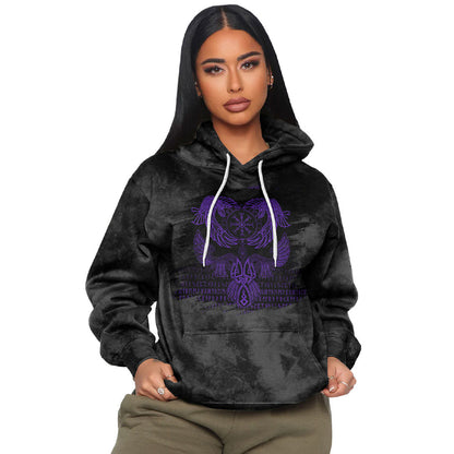 Viking Style Hoodie - Raven Of Odin Purple Hoodie A39 VKNGB