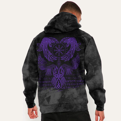 Viking Style Hoodie - Raven Of Odin Purple Hoodie A39 VKNGB