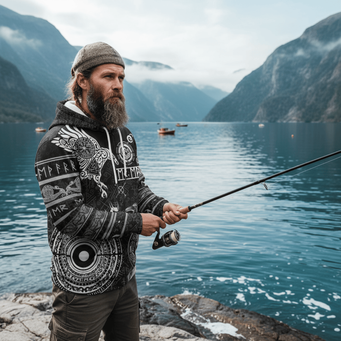 Viking Style Zip Hoodie - Odin And Raven Tattoo A39 VKNGB