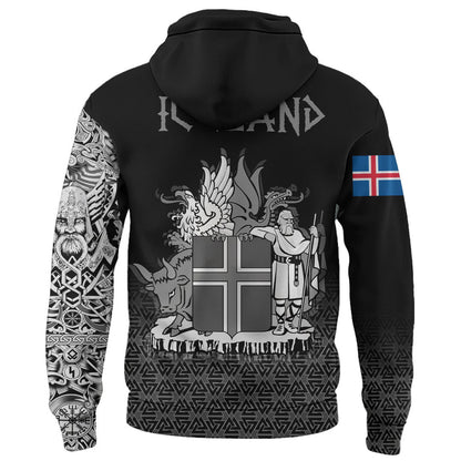 Viking Style Zip Hoodie - Iceland Coat Of Arms A39 VKNGB