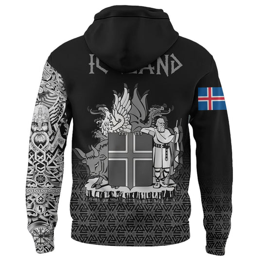 Viking Style Zip Hoodie - Iceland Coat Of Arms A39 VKNGB