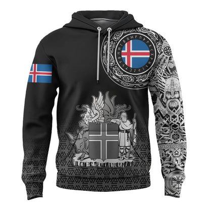 Viking Style Zip Hoodie - Iceland Coat Of Arms A39 VKNGB