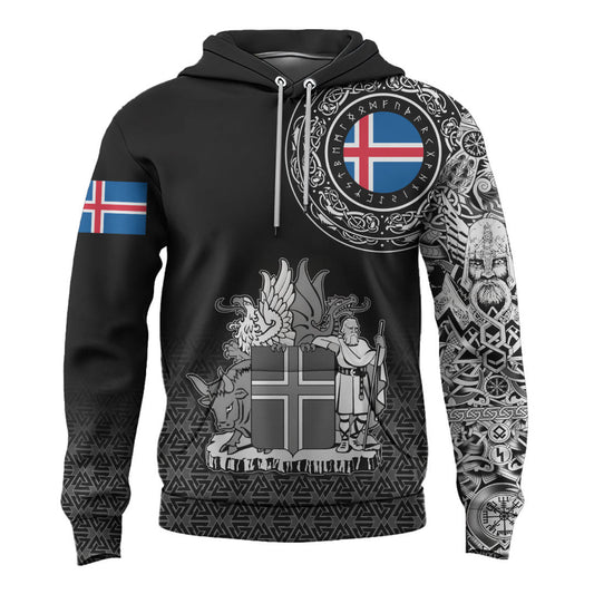 Viking Style Zip Hoodie - Iceland Coat Of Arms A39 VKNGB