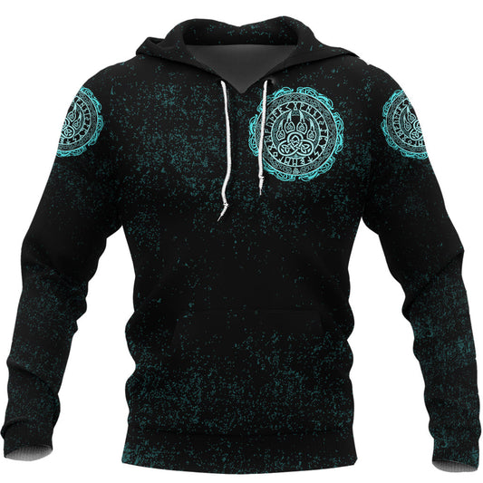 Viking Style Hoodie - Viking Bear Claws Cyan Tattoo A39 VKNGB