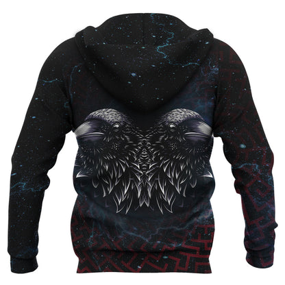 VikingStyle Clothing - The Raven Red Circle Zip Hoodie A39 VKNGB