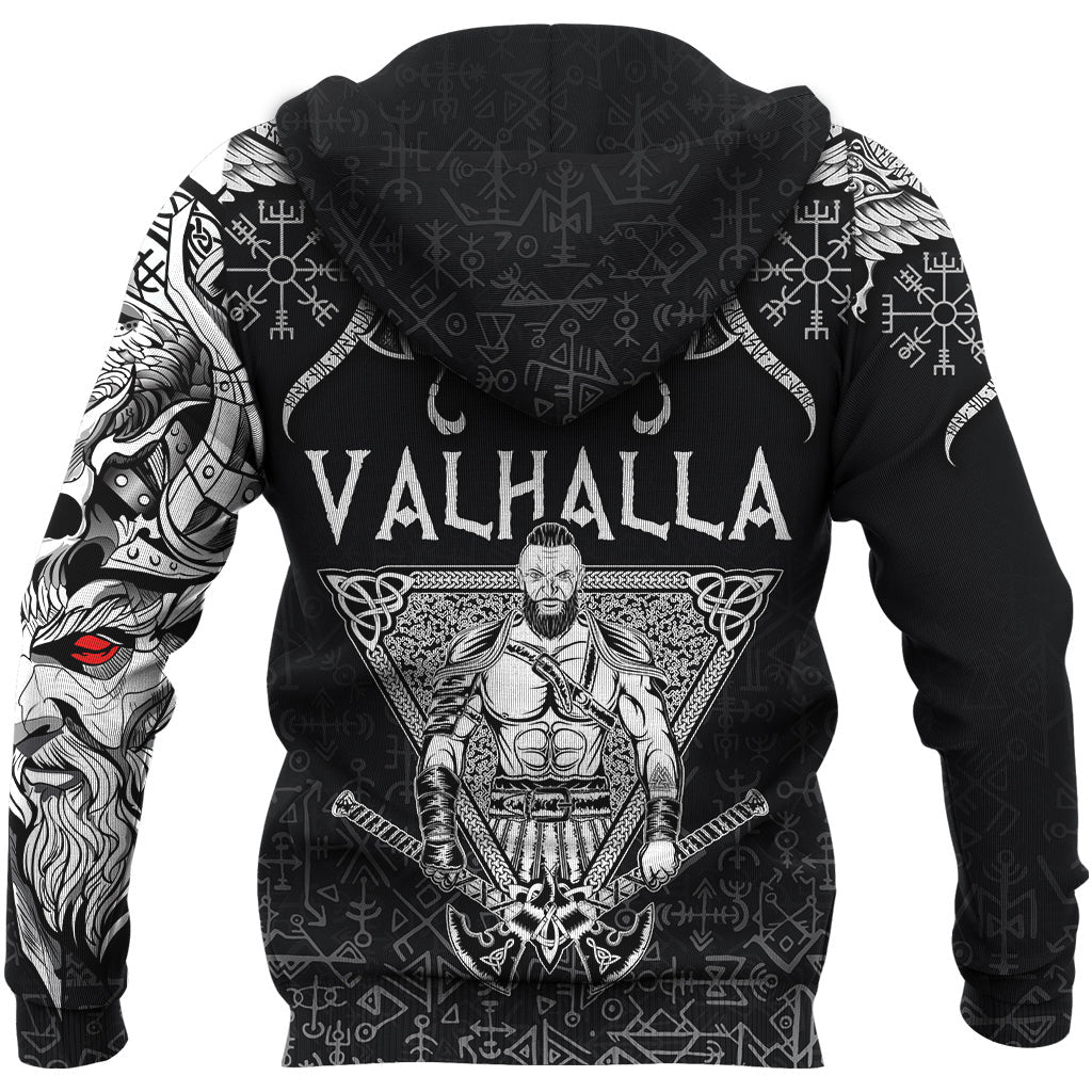 Viking Style Zip Hoodie Warrior Valhalla and Double Dragon A39 VKNGB