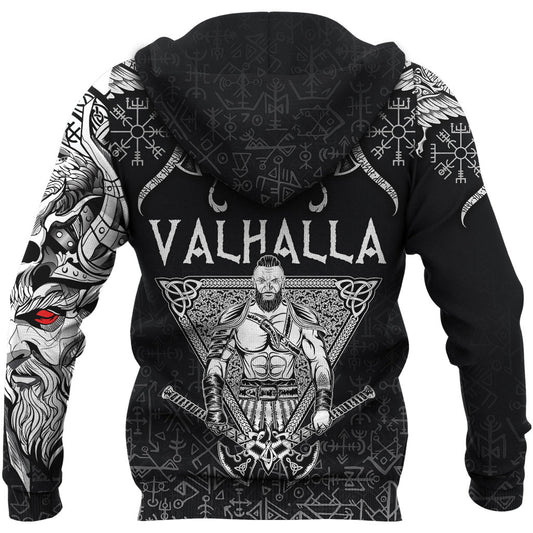 Viking Style Zip Hoodie Warrior Valhalla and Double Dragon A39 VKNGB