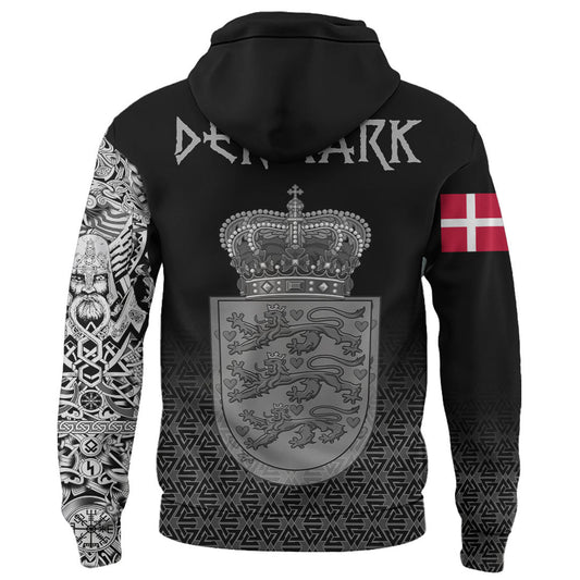 Viking Style Hoodie - Denmark Coat Of Arms A39 VKNGB