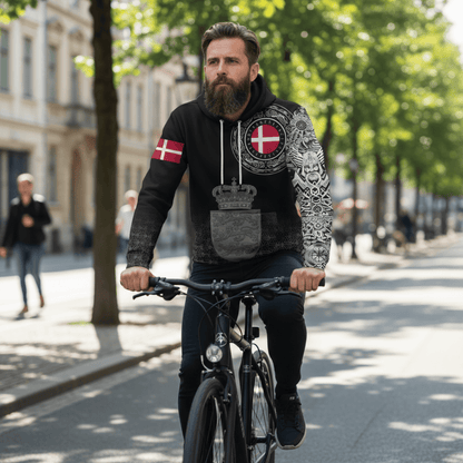 Viking Style Hoodie - Denmark Coat Of Arms A39 VKNGB
