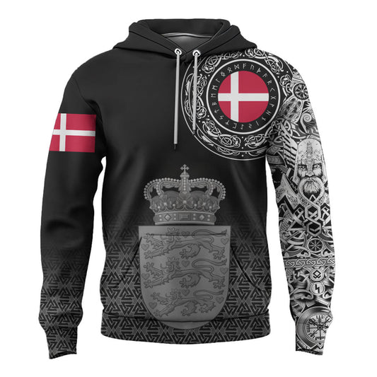 Viking Style Hoodie - Denmark Coat Of Arms A39 VKNGB