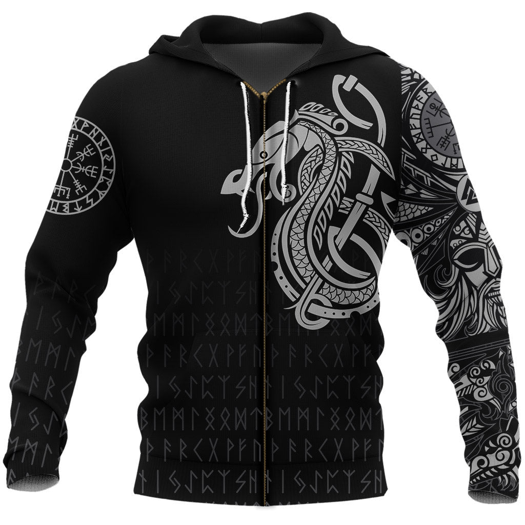 Viking Style Zip Hoodie Dragon A15 VKNGB