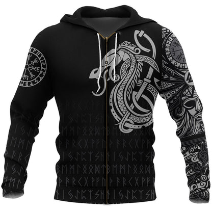 Viking Style Zip Hoodie Dragon A15 VKNGB